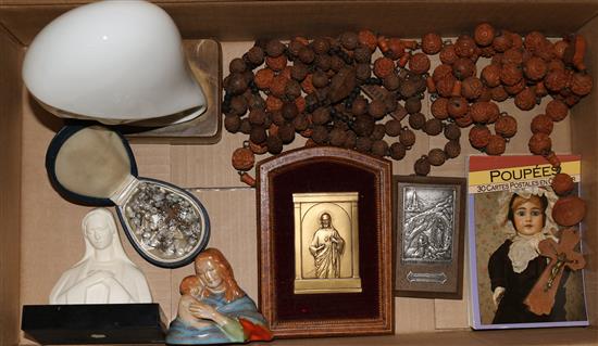3 rosery beads & religious busts